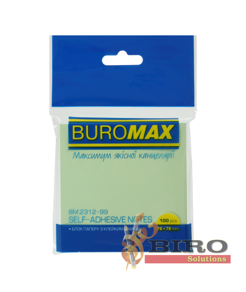Hîrtie pentru notițe cu lipici 76x76 mm 100 Foi, Buromax